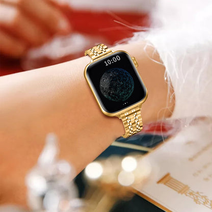 QUNDAXI Slim Watch Band Compatible with Apple Watch 41mm 45mm 42mm 44mm 40mm 38mm Metal Stainless Steel Watchband Suitable for iWatch 11/10/9/8/7/6/5/4/3/2/1/SE Series Women Luxury Strap
