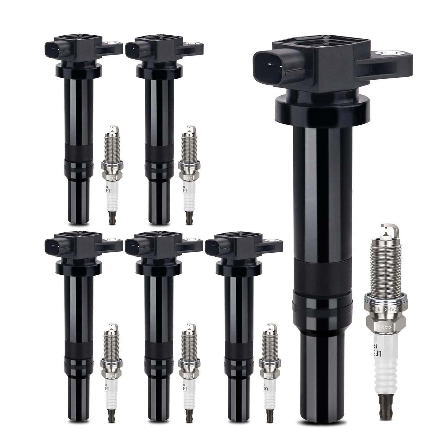 UF667 Ignition Coil & ILZFR6D11 Double Iridium Spark Plug for BMW 2.5-6.0L