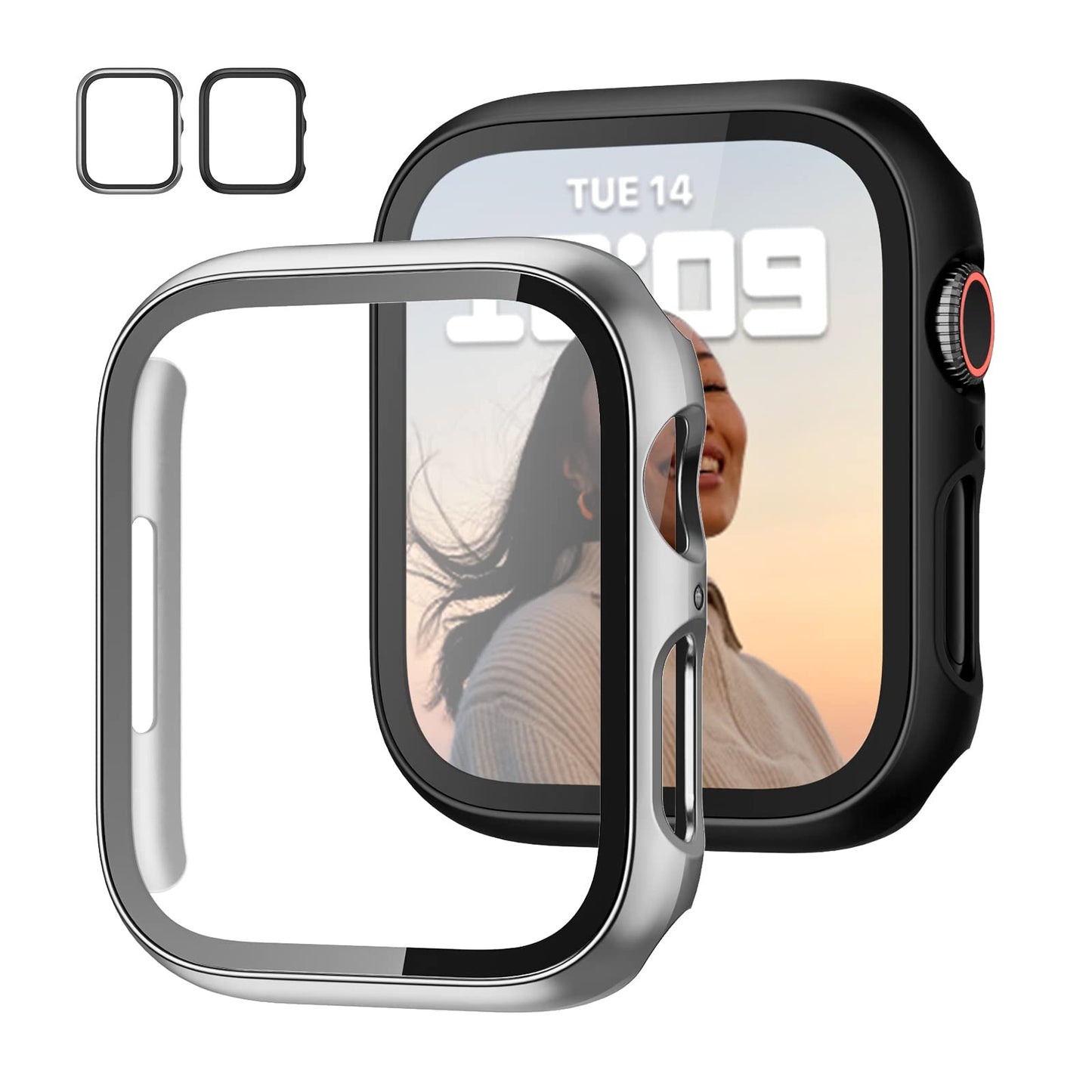 JZK Screen Protector Case for Apple Watch Series 11/10 42mm,Purple+Clear