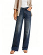 Women's High Waisted Stretchy Straight Leg Jeans Tummy Control Pants