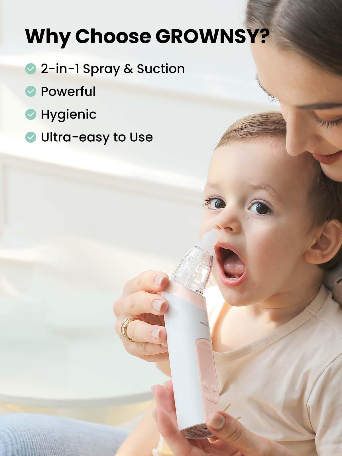 GROWNSY Nasal Aspirator for Baby, Electric Nose Sucker, Powerful Suction