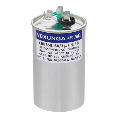 VEXUNGA 5uF 370/440VAC 50/60Hz CBB65 CBB65A Oval Run Start Capacitor 5 MFD 370V/440V Air Conditioner Capacitors for AC Unit Fan Motor Start or Pool Pump or Air Condenser Straight Cool
