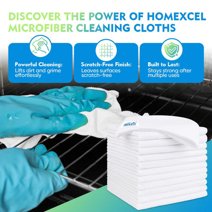 HOMEXCEL Microfiber Cleaning Cloth 12 Pack, 12.5 x 12.5 inch Microfiber Towels for Cars, Ultra Absorbent Washing Cloth, Lint Free Streak Free Cleaning Rags for Car, Kitchen, and Window (Grey)