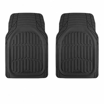 Motor Trend -2 Piece Front Car Floor Mats- Black FlexTough Contour Liners-Deep Dish Heavy Duty Rubber Floor Mats for Car SUV Truck & Van-All Weather Protection, Universal Trim to Fit
