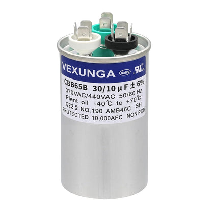 VEXUNGA 5uF 370/440VAC 50/60Hz CBB65 CBB65A Oval Run Start Capacitor 5 MFD 370V/440V Air Conditioner Capacitors for AC Unit Fan Motor Start or Pool Pump or Air Condenser Straight Cool