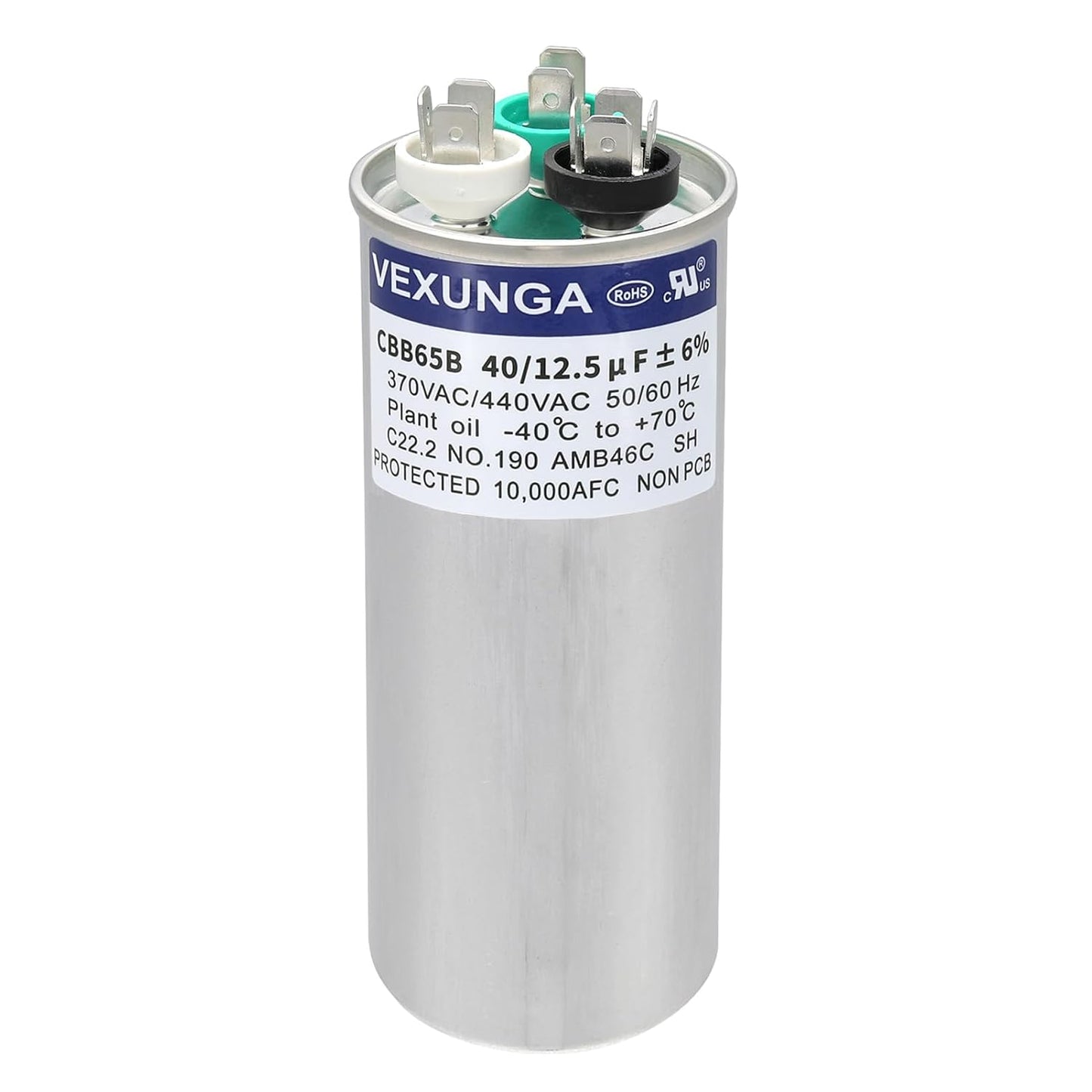 VEXUNGA 5uF 370/440VAC 50/60Hz CBB65 CBB65A Oval Run Start Capacitor 5 MFD 370V/440V Air Conditioner Capacitors for AC Unit Fan Motor Start or Pool Pump or Air Condenser Straight Cool