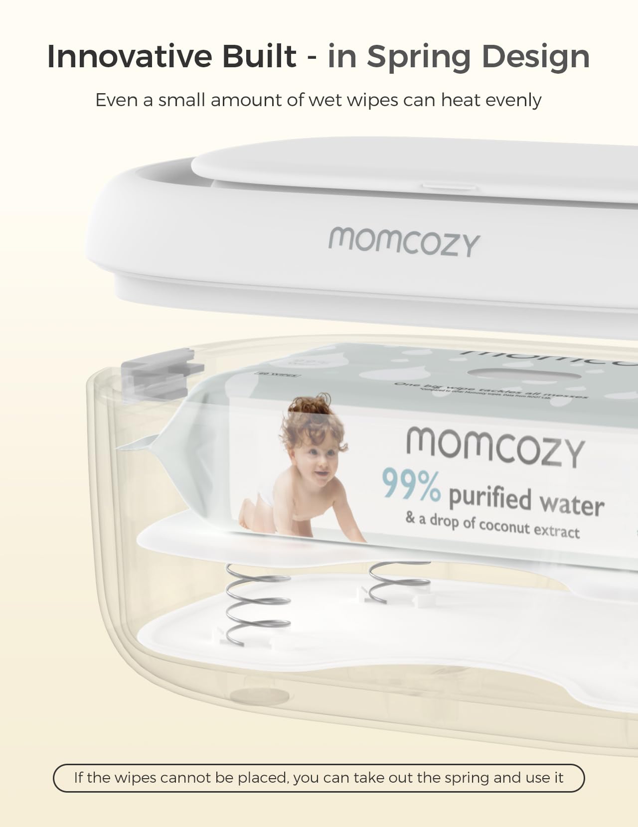 Momcozy Baby Wipe Warmer, Innovative Spring Design,Large Capacity Dispenser