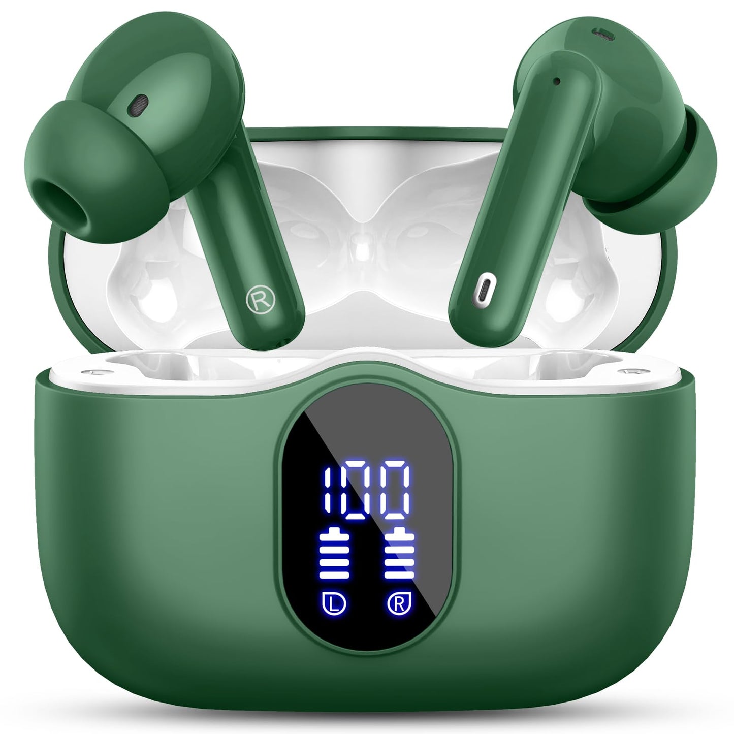 Wireless Earbuds, Bluetooth 5.4 Headphones Bass Stereo/Clear Calls, Black