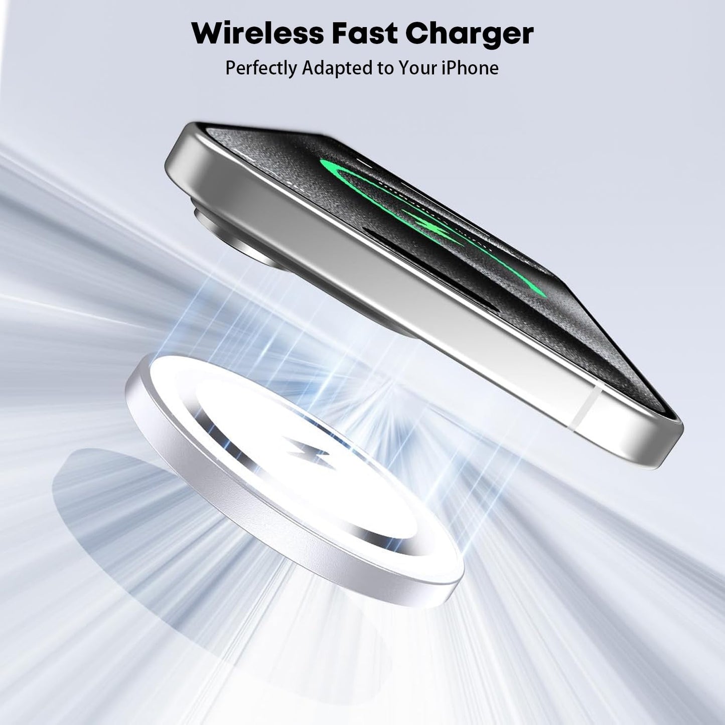 Magnetic Wireless Charger for iPhone,2 Pack Apple Magsafe Charger 10FT Long