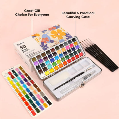 Grabie 50 Color Watercolor Paint Set with Brush Pens