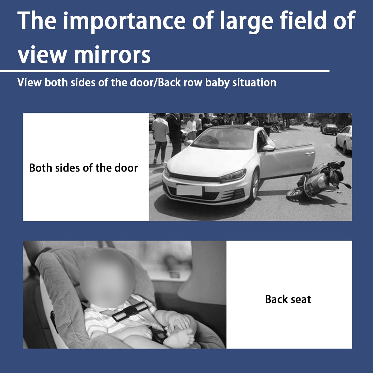 8sanlione 360-Degree Adjustable Car Rearview Mirror