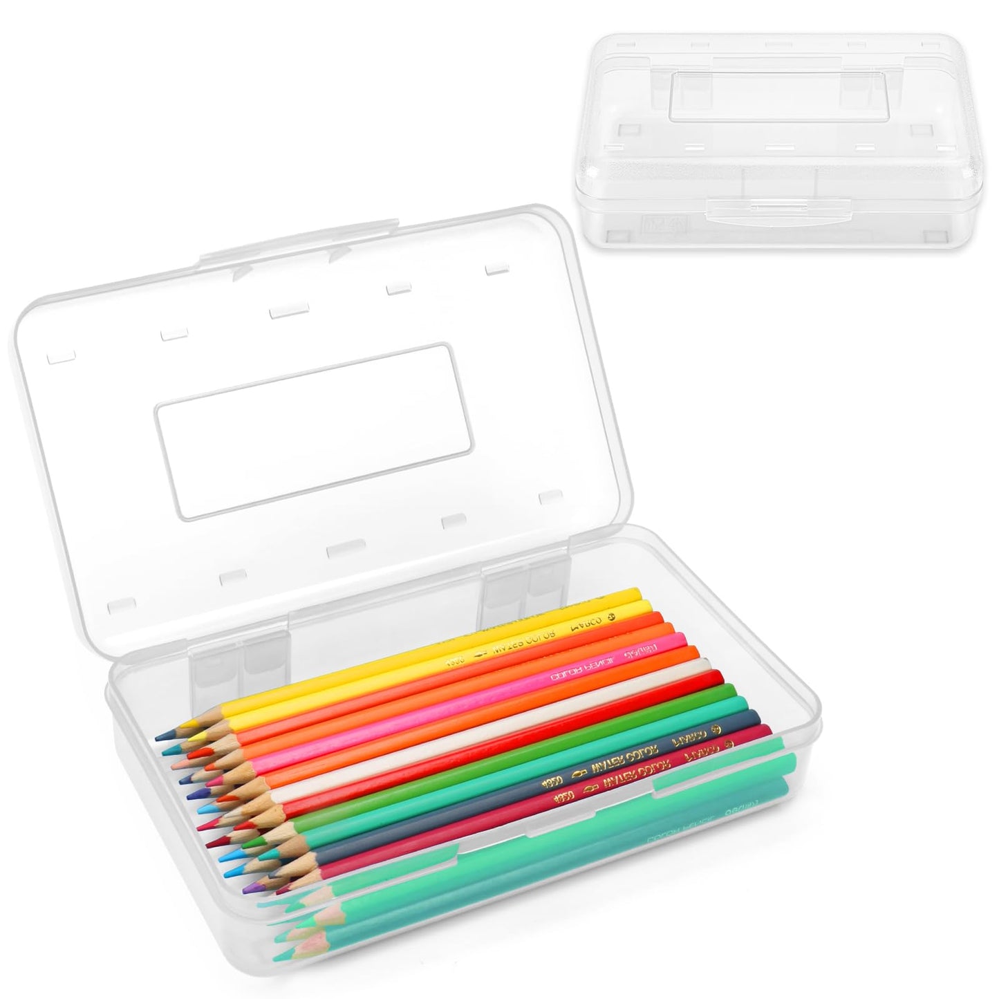 Clear Plastic Hard Pencil box Case with Personalized Sticker for Girl Boy