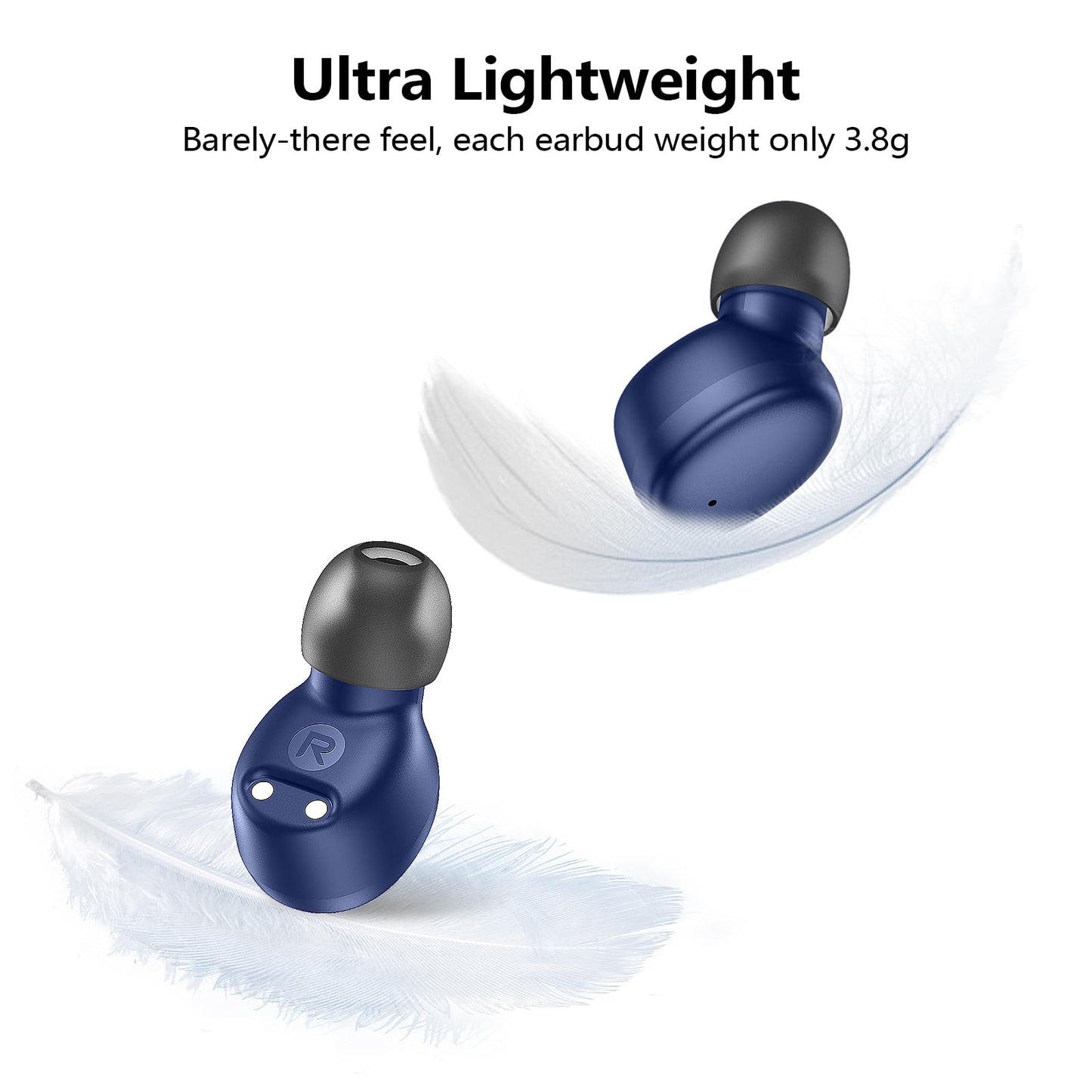kurdene Wireless Earbuds Bluetooth 5.3 in Ear Buds Light Weight Headphones,Deep Bass Sound,Built in Mics Headset,Clear Calls Earphones for Sports Workout Glossy Black