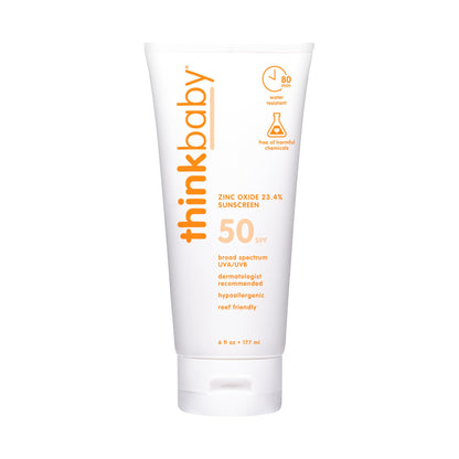 Thinkbaby Baby Sunscreen SPF 50+, Mineral Formula, Water Resistant, 3 Oz