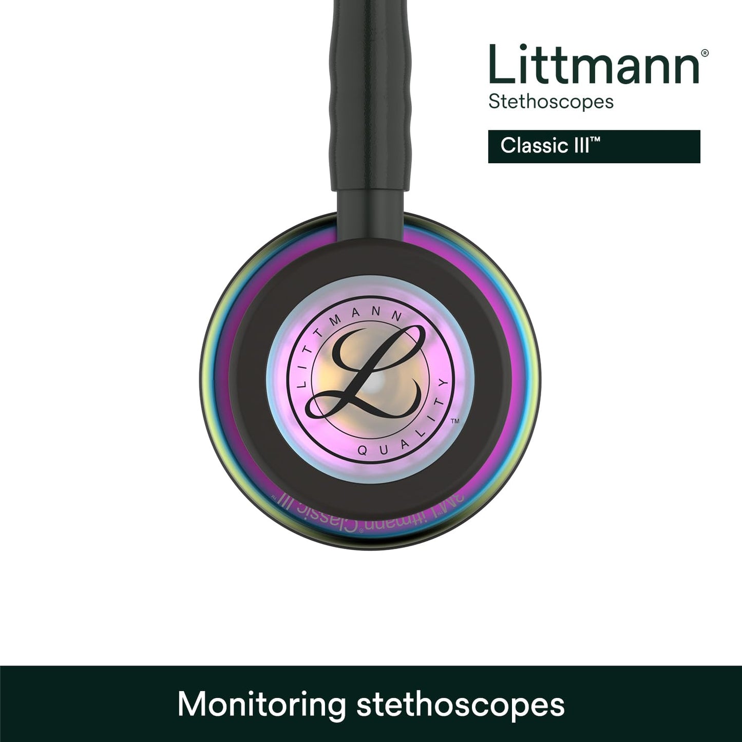 3M Littmann Classic III Monitoring Stethoscope, 5803, More Than 2X as Loud, Weighs Less, Stainless Steel Black-Finish Chestpiece, 27" Black Tube, Stem and Headset