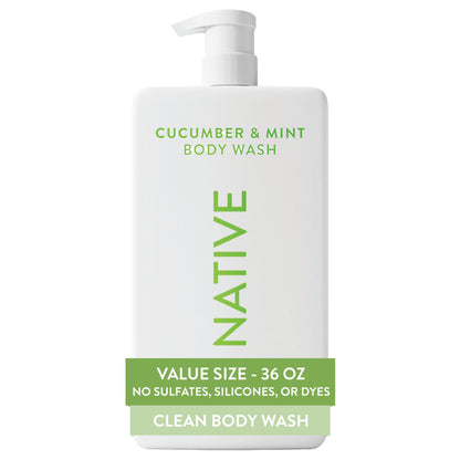 Native Clean Body Wash, Gentle & pH-balanced for Sensitive Skin, 24-Hr Freshness for Women & Men, Vegan & Cruelty-Free, Free of Sulfates, Parabens & Phthalates, Sandalwood & Shea Butter, 36 oz
