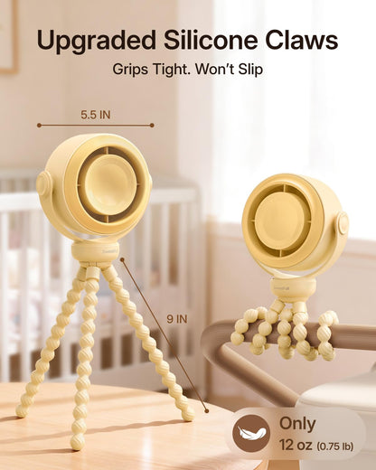 SWEETFULL Portable Stroller Fan, Pinch-Proof Baby Fan - Cream