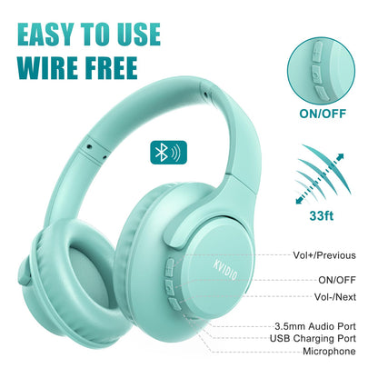 KVIDIO Bluetooth Headphones Wireless Over Ear Headsets 65H Playtime