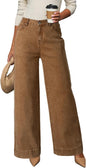 Dokotoo Women's Casual High Waisted Jeans Stretch Wide Leg Loose Denim Pant