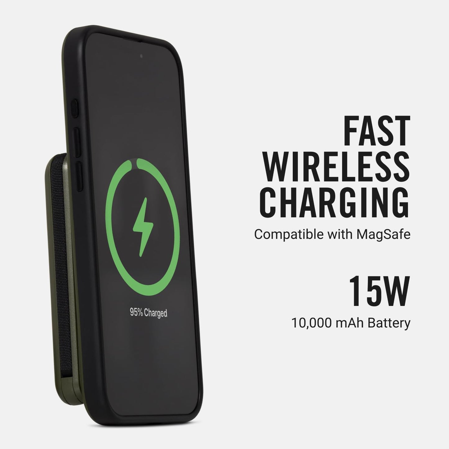 Ridge 20W Magnetic Power Bank Battery Pack 10,000mAh - Fast Charging, Compatible with MagSafe - Portable Charger Flight-Safe Travel Powerbank - Built-in Cables & Magnetic Attachment (Matte Black)