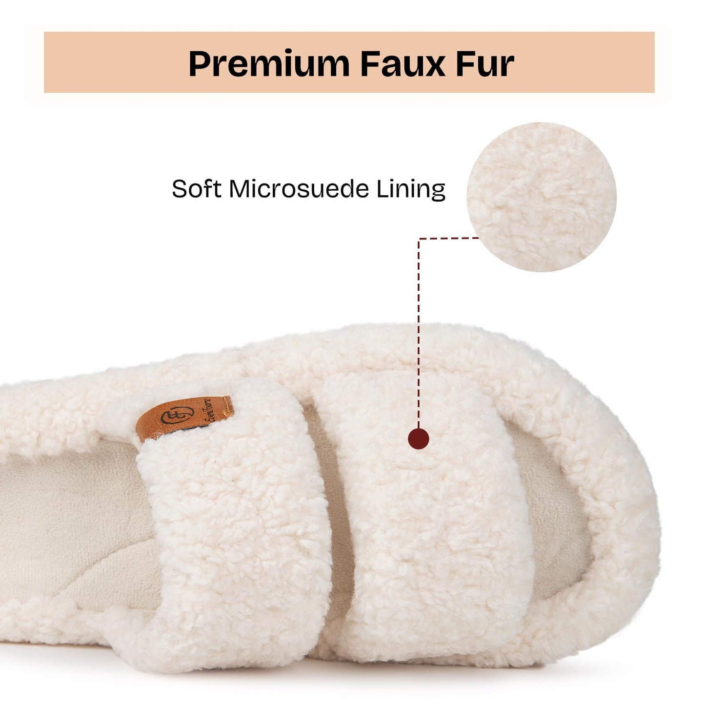 EverFoams Womens Fuzzy Open-toe Slippers Memory Foam Indoor House Shoes