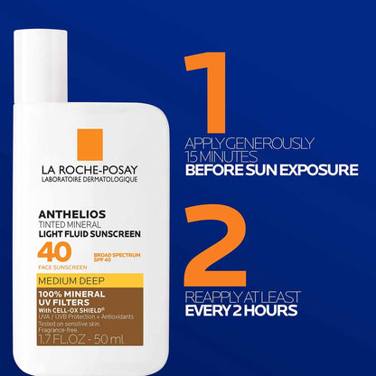 La Roche-Posay Anthelios Mineral Light Fluid Sunscreen for Face in 5 shades