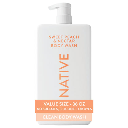 Native Clean Body Wash, Gentle & pH-balanced for Sensitive Skin, 24-Hr Freshness for Women & Men, Vegan & Cruelty-Free, Free of Sulfates, Parabens & Phthalates, Sandalwood & Shea Butter, 36 oz