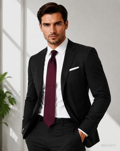 RBOCOTT Solid Color Tie Formal Necktie for Men