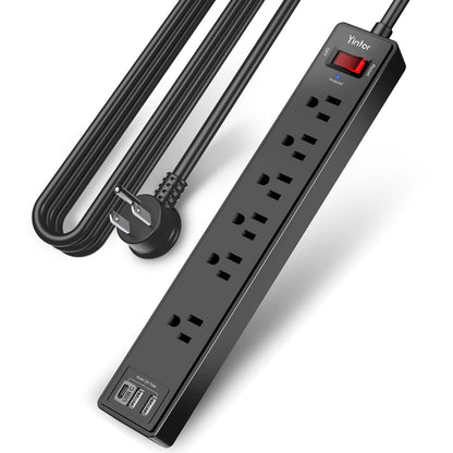 Yintar 6Ft Surge Protector Power Strip with 8 Outlets and 4 USB Ports