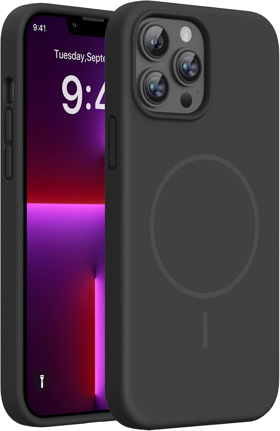 Miracase Magnetic for iPhone 16 Pro Case, Silicone, Black