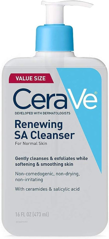 CeraVe Renewing Salicylic Acid Cleanser, BHA Exfoliating Face Wash, 16oz