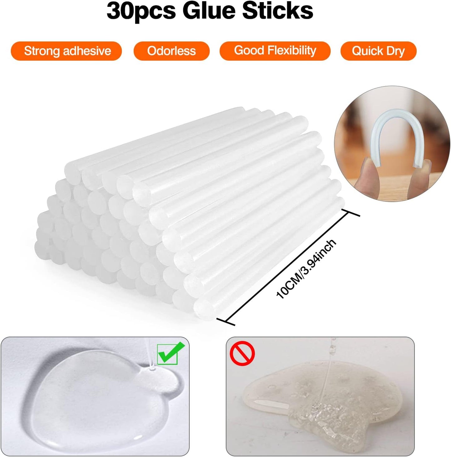 SHJADE Hot Glue Gun with 30 Glue Sticks, 20W Mini Hot Melt Gun Kit(White)