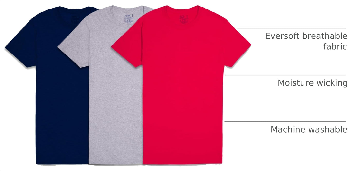 Fruit of The Loom Men's Crew Tee Undershirts, Moisture Wicking & Tag Free, Also Available in Big & Tall