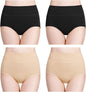 wirarpa Women's Cotton Underwear High Waisted Ladies Panties Full Coverage Briefs 4 Pack (Regular & Plus Size)