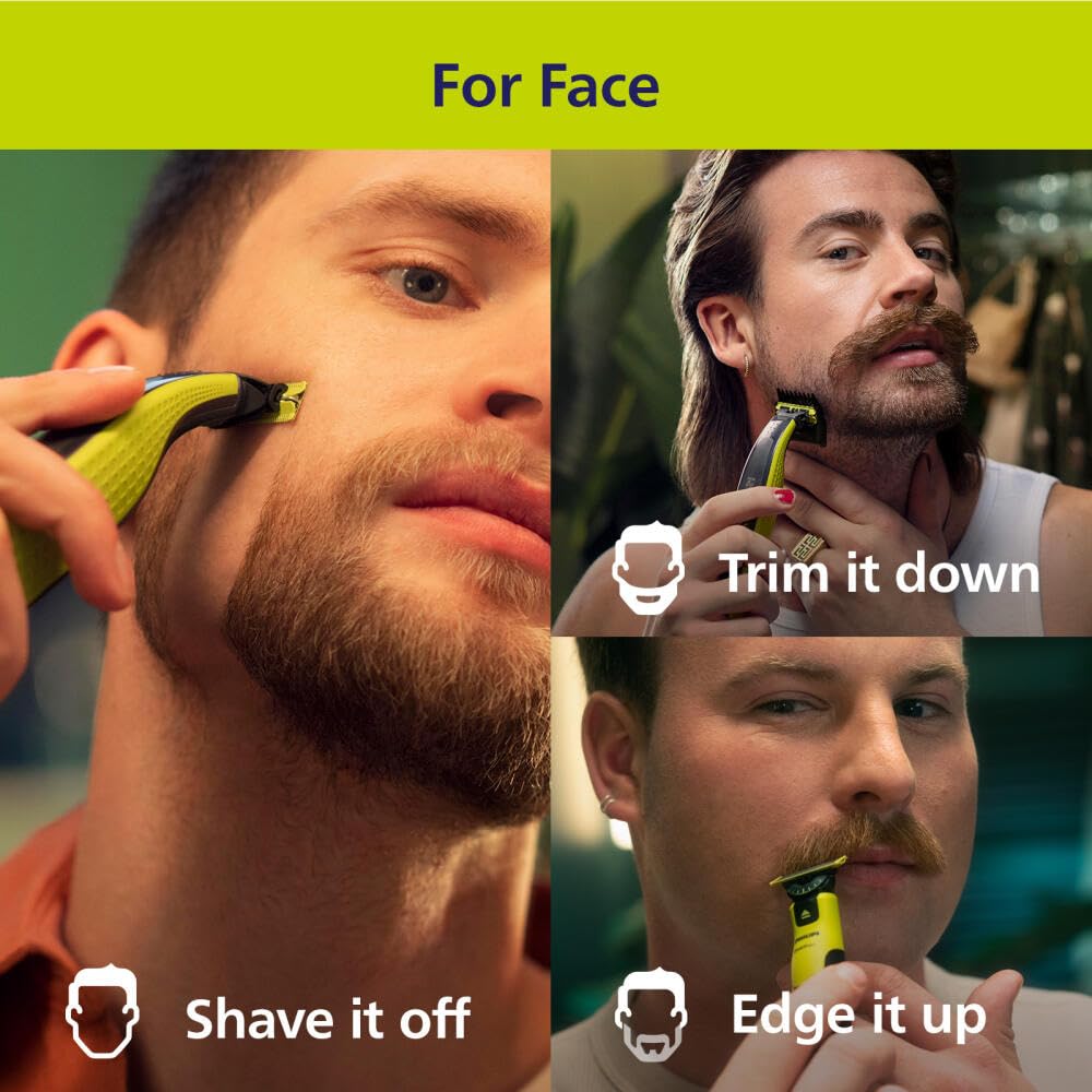 Norelco Philips OneBlade 360 Hybrid Face Trimmer and Shaver, 5 Length Comb