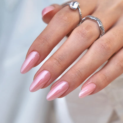BTArtbox Press On Nails, Cream Puff, Short Almond, Ombre Off White, 32Ct