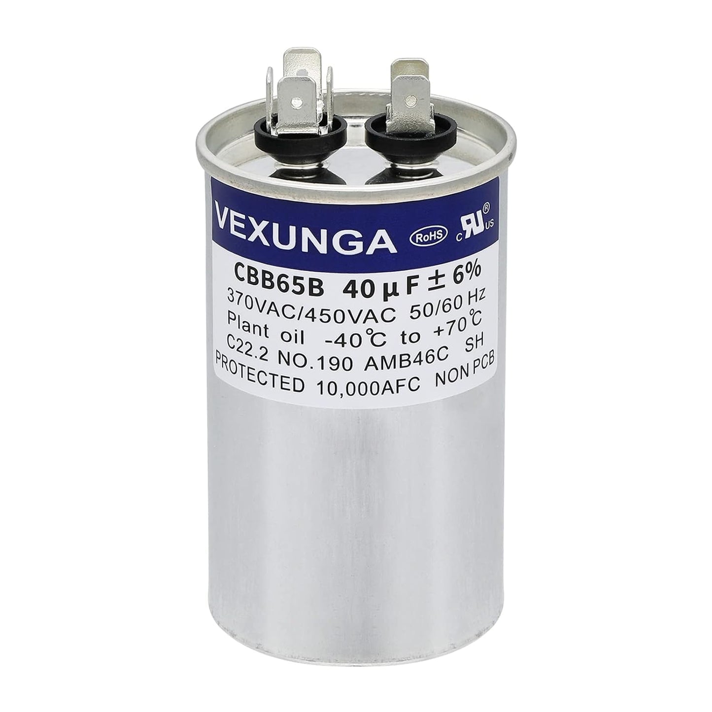VEXUNGA 5uF 370/440VAC 50/60Hz CBB65 CBB65A Oval Run Start Capacitor 5 MFD 370V/440V Air Conditioner Capacitors for AC Unit Fan Motor Start or Pool Pump or Air Condenser Straight Cool