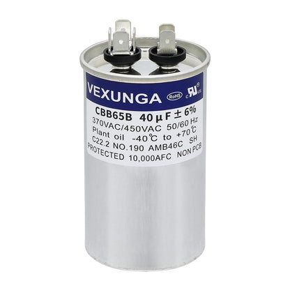 VEXUNGA 5uF 370/440VAC 50/60Hz CBB65 CBB65A Oval Run Start Capacitor 5 MFD 370V/440V Air Conditioner Capacitors for AC Unit Fan Motor Start or Pool Pump or Air Condenser Straight Cool