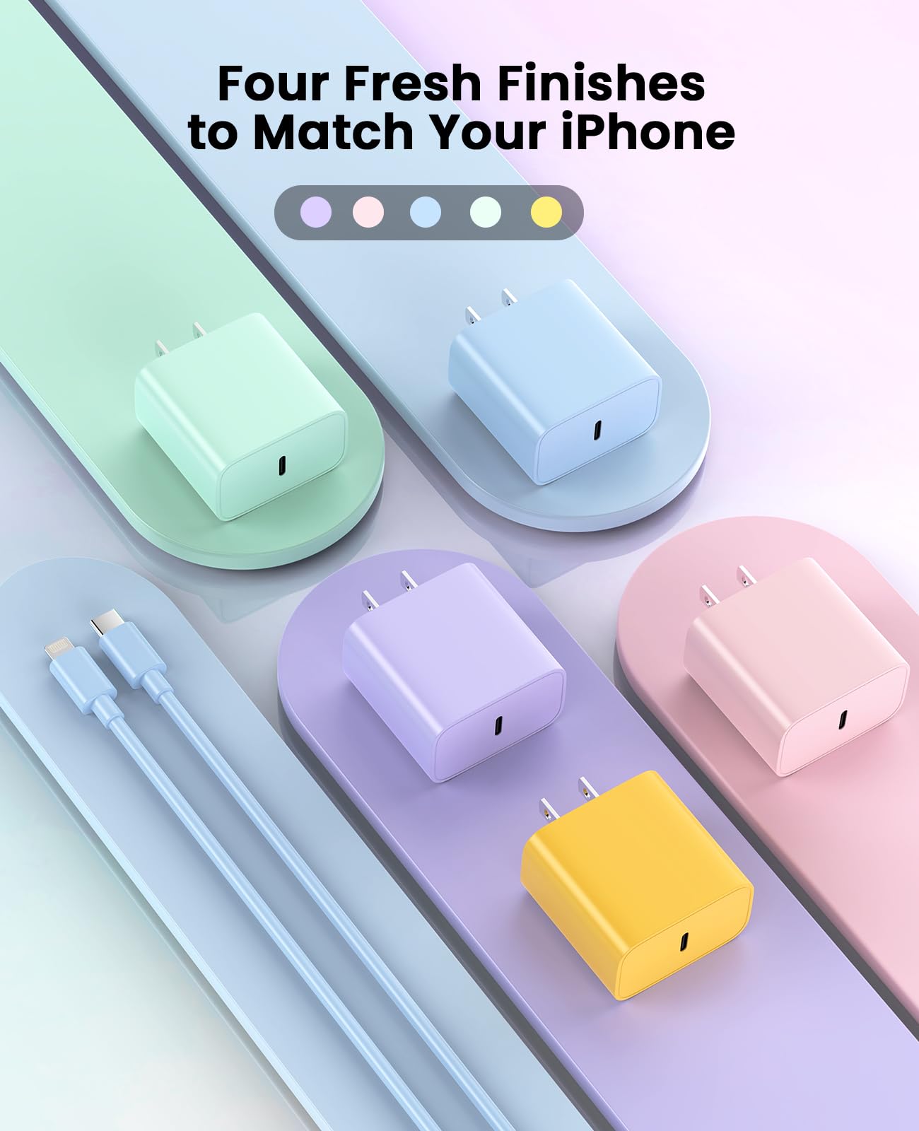 iPhone Charger Fast Charging, USB C Charger Block, 6FT/10FT Lightning Cable