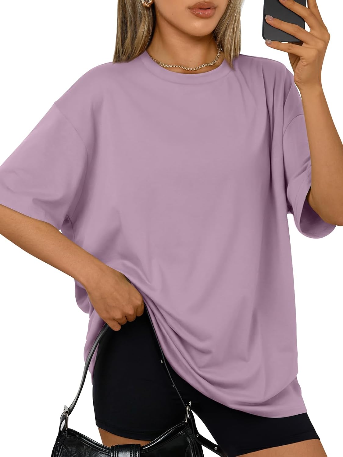 Trendy Queen Womens Oversized T-Shirts Short Sleeve Crew Neck Summer Tops