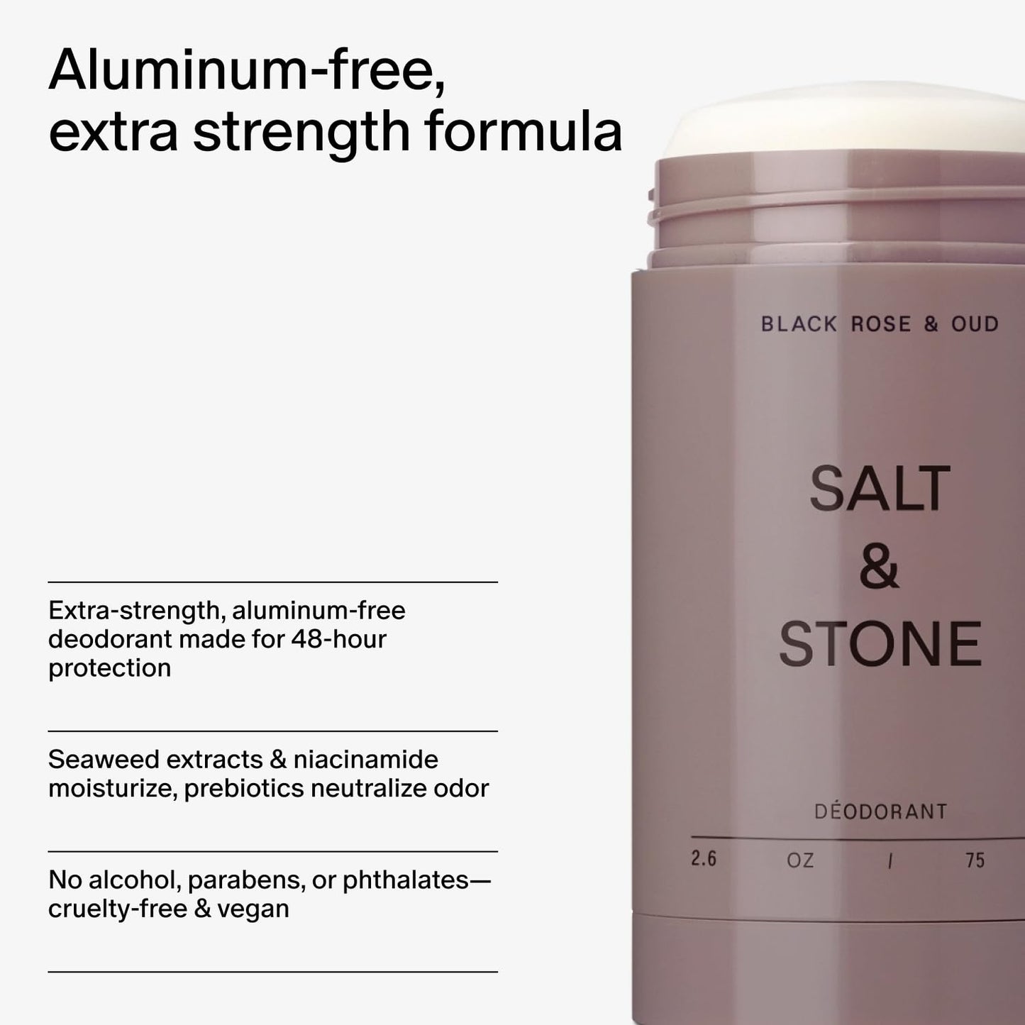 Salt & Stone Aluminum-Free Deodorant, Women & Men Santal & Vetiver 2.6 oz