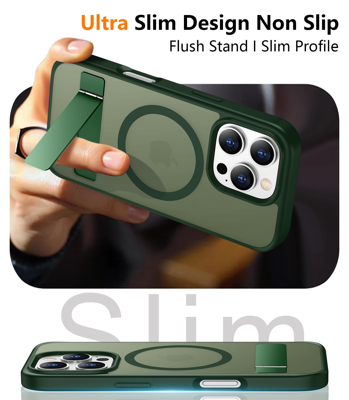 SPIDERCASE Magnetic for iPhone 17 Pro Max Case,with Kickstand,Clear