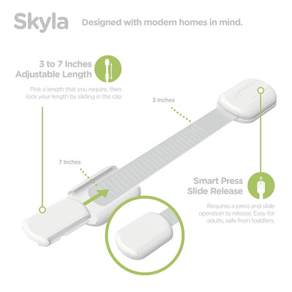 SKYLA HOMES Child Safety Cabinet Locks, White, 8 Pack