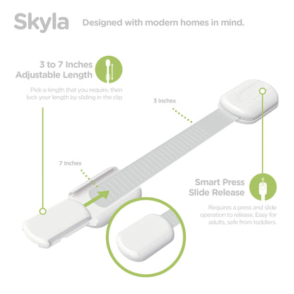 SKYLA HOMES Child Safety Cabinet Locks, White, 8 Pack