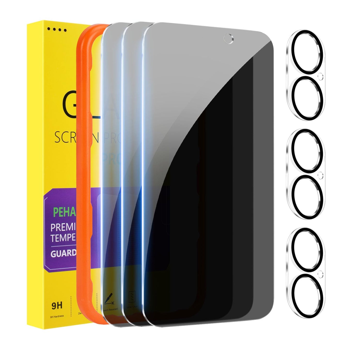 PEHAEL for iPhone 16 Pro Max Privacy Screen Protector+Camera Lens Protector