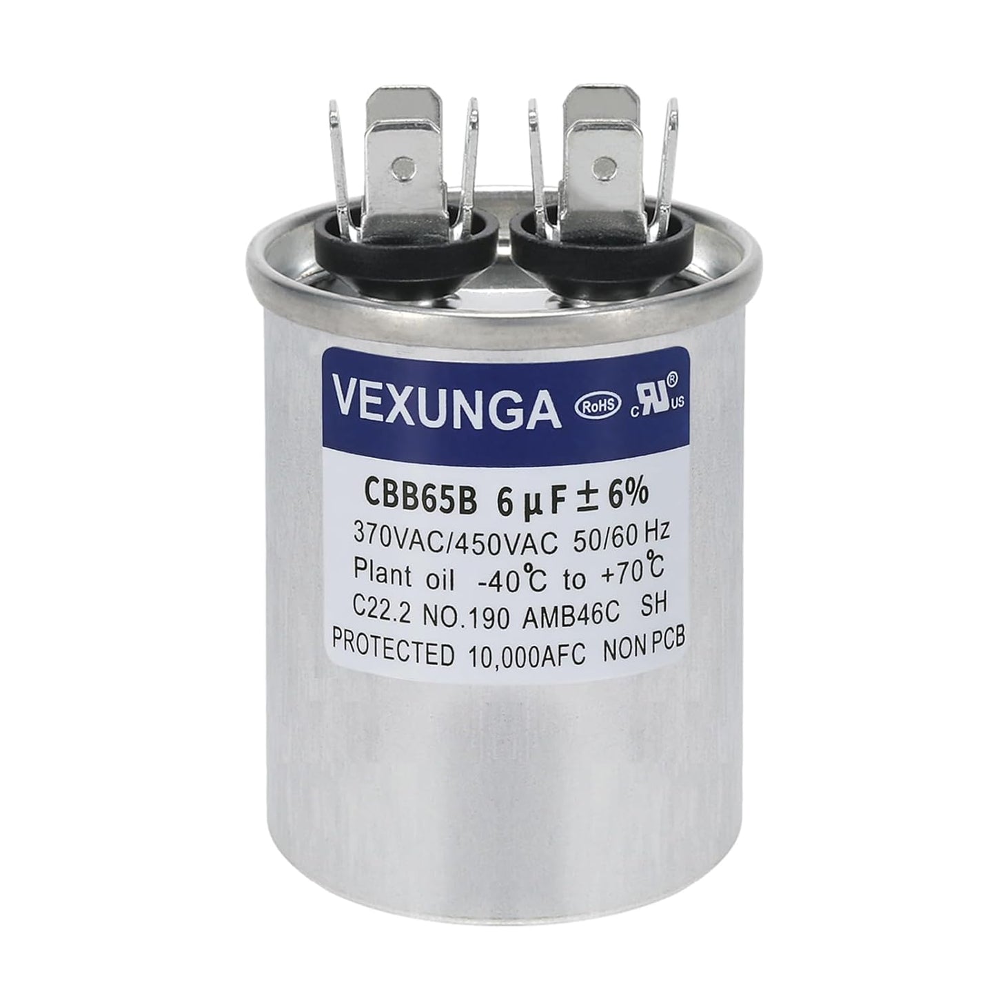 VEXUNGA 5uF 370/440VAC 50/60Hz CBB65 CBB65A Oval Run Start Capacitor 5 MFD 370V/440V Air Conditioner Capacitors for AC Unit Fan Motor Start or Pool Pump or Air Condenser Straight Cool
