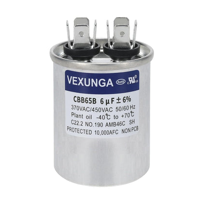 VEXUNGA 5uF 370/440VAC 50/60Hz CBB65 CBB65A Oval Run Start Capacitor 5 MFD 370V/440V Air Conditioner Capacitors for AC Unit Fan Motor Start or Pool Pump or Air Condenser Straight Cool