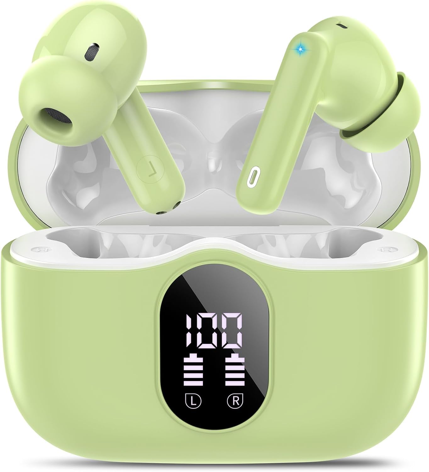 Wireless Earbuds, Bluetooth 5.4 Headphones Bass Stereo/Clear Calls, Black
