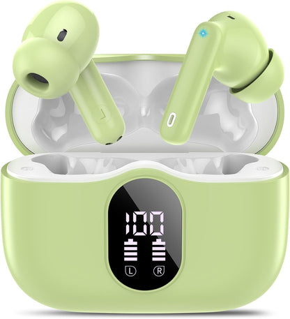 Wireless Earbuds, Bluetooth 5.4 Headphones Bass Stereo/Clear Calls, Black