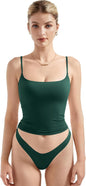 SUUKSESS Women Double Line Square Neck Tank Top Summer Y2K Going Out Basic Cami Shirt